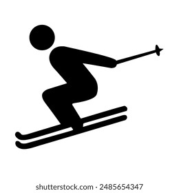 Illustration vector graphic of Skiing icon. Perfect for sign, symbols, profiles, skier logo, etc. Unique and simple vector design.