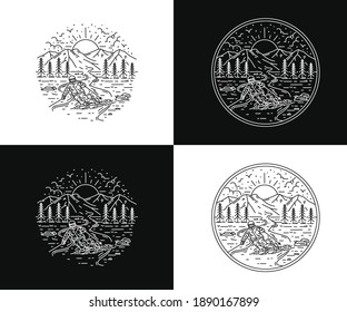 Illustration vector graphic of Skiing in Vermont Perfect For Skiing Travel merchandise, T-Shirt, Sticker Design, etc.