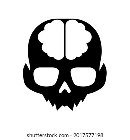 Gráfico vectorial de ilustración del logotipo del cerebro del cráneo. Perfecto para la compañía tecnológica