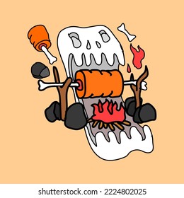 illustration vector graphic of skull with colourful style, good for your project  or can use on background.