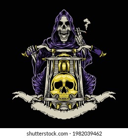 illustration vector graphic of Skull driving. perfect for posters, wall hangings, wallpapers, merchandise, t-shirts, apparel