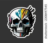 Illustration Vector Graphic of skull image. Color. Sticker. EPS.