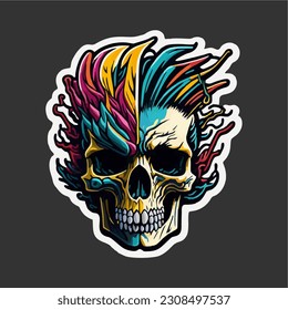 Illustration Vector Graphic of skull image. Color. Sticker. EPS.