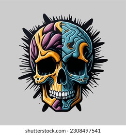 Illustration Vector Graphic of skull image. Color. Sticker. EPS.