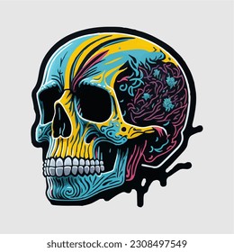 Illustration Vector Graphic of skull image. Color. Sticker. EPS.