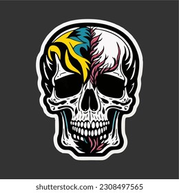 Illustration Vector Graphic of skull image. Color. Sticker. EPS.