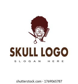 Illustration vector graphic of skull logo good for hair cut logo or barbershop logo