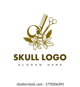 Illustration vector graphic of skull logo good for hair cut logo or barbershop logo