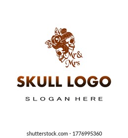 Illustration vector graphic of skull logo good for wedding logo