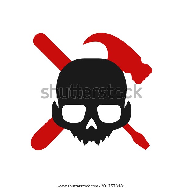Illustration Vector Graphic of Skull\
Workshop Key Logo. Perfect to use for Technology\
Company