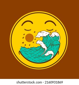 Illustration vector graphic of “Wave Sleepy Icon” for apparel design merchandise, such as logos on product packaging