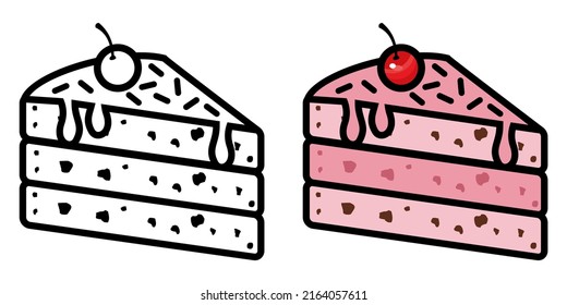 Illustration Vector Graphic of slice cake, birthday cake, dessert sweet icon