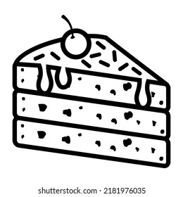 Ilustración Vector Gráfico de torta de rodaja, torta de cumpleaños, icono dulce de postre