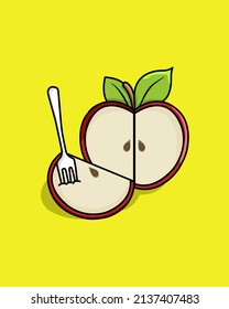 Illustration vector graphic of Sliced Apple