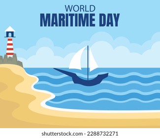illustration vector graphic of small boat on the beach, perfect for international day, world maritime day, celebrate, greeting card, etc.