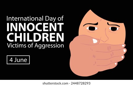 illustration vector graphic of a small child's face is covered by a hand, perfect for international day, innocent children, victims of aggression, celebrate, greeting card, etc.