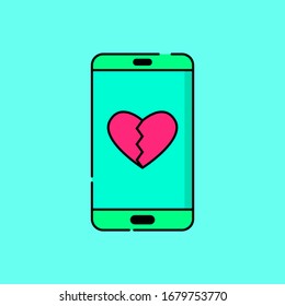 Illustration vector graphic of smart phone with broken heart 