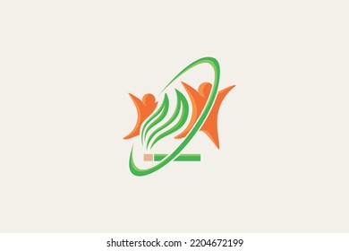 Illustration vector graphic of smoke free for health care and environmental health. Smoke, cigarette, leaves, happy people. Good for poster.
