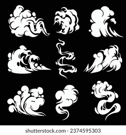 illustration vector graphic of smoke, perfect for animation design, illustration, carton, anime, art, logo design, tactical design, etc.