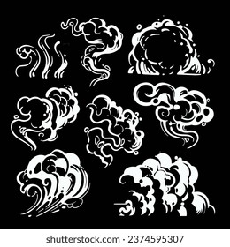 illustration vector graphic of smoke, perfect for animation design, illustration, carton, anime, art, logo design, tactical design, etc.