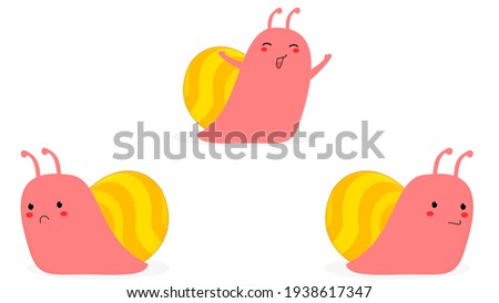 illustration vector graphic of Snail Collection kawaii cute Siput illustration perfect for toy cartoon kids and children book 