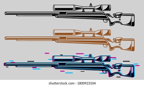 Illustration vector graphic of sniper with different style. 