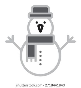 Ilustración Vector gráfico de muñeco de nieve Icon_Flat Icon