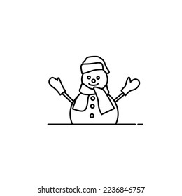 illustration vector graphic of snowman line art perfect for logos, icons, designs, posters, flyers, advertisements, and drawing books 