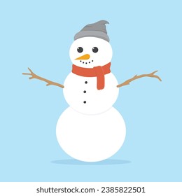 illustration vector graphic of a snowman wearing a scarf and beanie