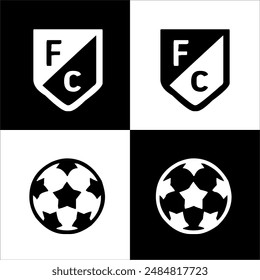 Illustration vector graphic of soccer icon, black and white