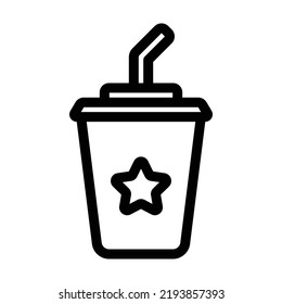Illustration, Vektorgrafik von Erfrischungsgetränken mit Sternsymbol in der Mitte, mit Umriss-Stil auf weißem Hintergrund. Geeignet für Restaurant, Essen-Apps, Website-Projekte und mehr.