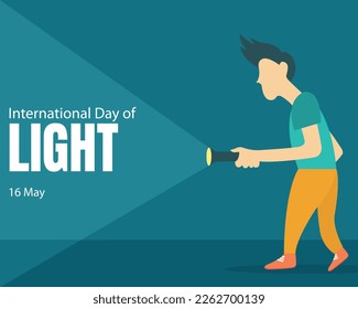 illustration vector graphic of someone is turning on the flashlight, perfect for international day, international day of light, celebrate, greeting card, etc.