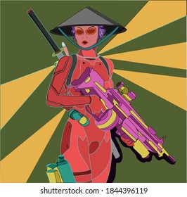 ilustración vectorial de alguien que lleva un traje robótico