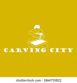 
illustration vector graphic of someone who is carving wood fit for property logo