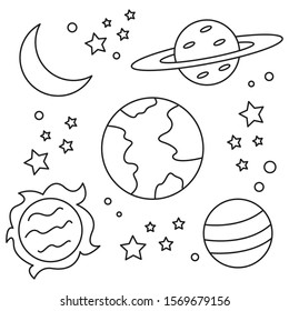 Illustration vector graphic of space for children coloring book