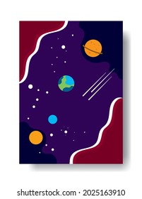 Gráfico vectorial de ilustración de temas de la cubierta espacial. Adecuado para el arte en la pared, impresión digital de lienzos, portada de afiches, decoración, mobiliario, libro de dibujo para niños, etc.