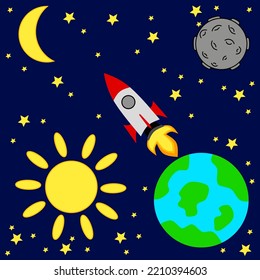 Illustration vector graphic of space object. Good for children's books, etc.
