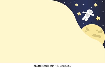 Illustration vector graphic of spaces , moon, star and astronaut with blank copy text area suitable for placed content