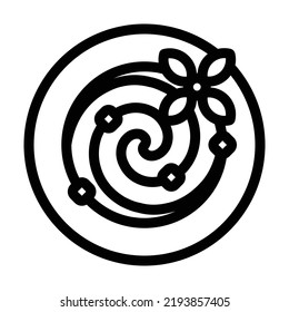 Illustration vector graphic of spaghetti bolognese on a plate with outline style on a white background. Suitable for restaurant, food apps, website projects and more.