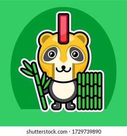 illustration vector graphic of spartan panda character