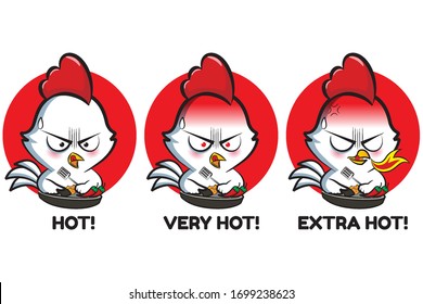 Illustration vector graphic of Spicy Level Mascot, Level Hot, Very Hot  and Extra Hot.
 