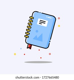 illustration vector graphic of spiral notebook with blue color