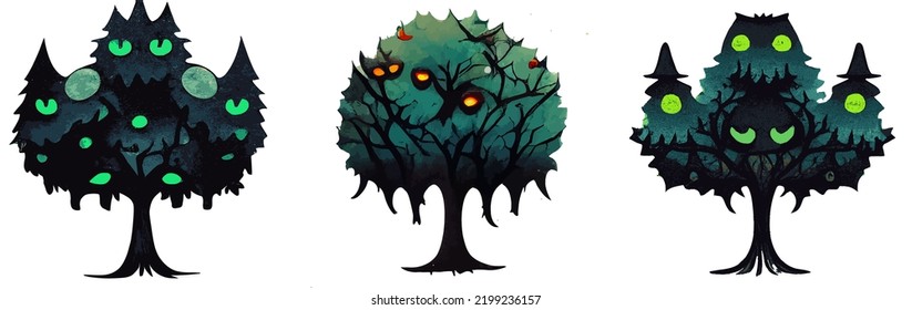 illustration vector graphic of spooky tree isolated on white 
perfect for Halloween poster or edit and customize your design, card, banner, social media 