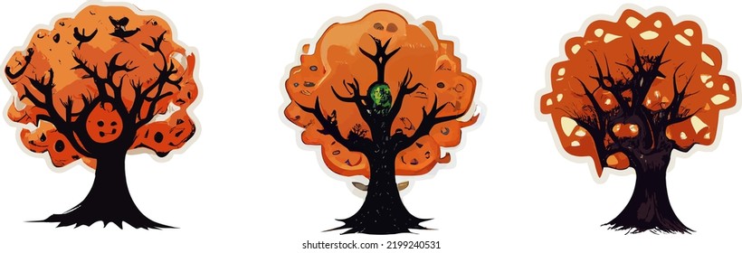 Illustration Vector Graphic Of Spooky Tree Isolated On White 
Perfect For Halloween Poster Or Edit And Customize Your Design, Card, Banner, Social Media 