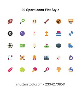 Illustration vector graphic of Sport Icons Set Flat Style. Sport Themed Icon. Vector illustration isolated on white background. Perfect for website or application design.