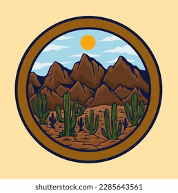 Illustration vector graphic of SPRING ON DESERT suitable for logo product also for design merchandise