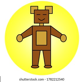Illustration vector graphic of square bear with yellow circle background