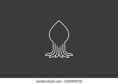 Illustration vector graphic of squid line art minimalist. Good for icon or logo