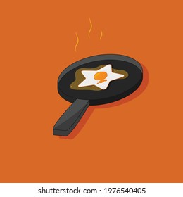 Illustration vector graphic of Star egg on pan. 