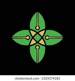 Illustration vector graphic of star leaves green pen logo